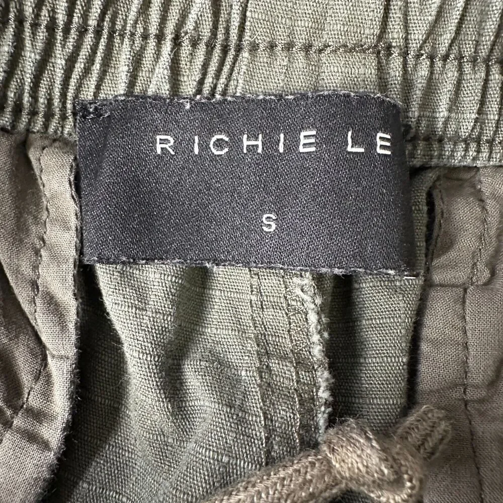 Richie Le Collection Cargo Pants Men’s Small Army Olive Green Pockets Drawstring